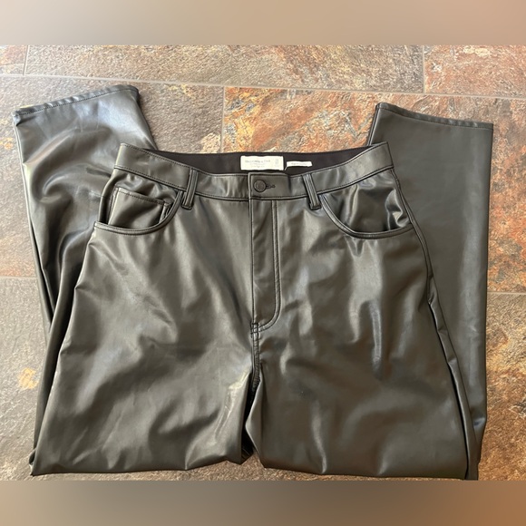 Abercrombie & Fitch vegan leather curve love ankle straight high rise. Sz 31/12 - Picture 5 of 12